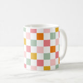 Boho Multicolor Checkerboard Koffiemok (Voorkant rechts)