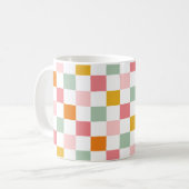 Boho Multicolor Checkerboard Koffiemok (Voorkant links)