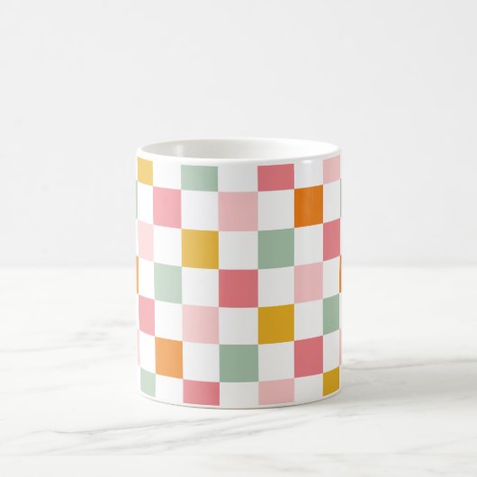 Boho Multicolor Checkerboard Koffiemok (Center)