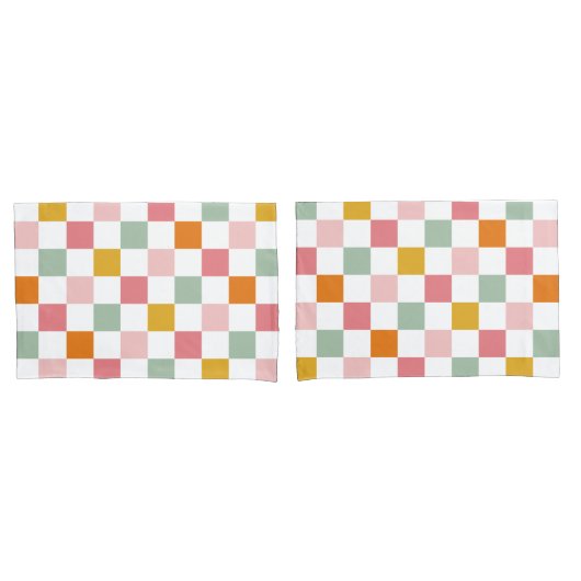 Boho Multicolor Checkerboard Kussensloop (Voorkant-Set)