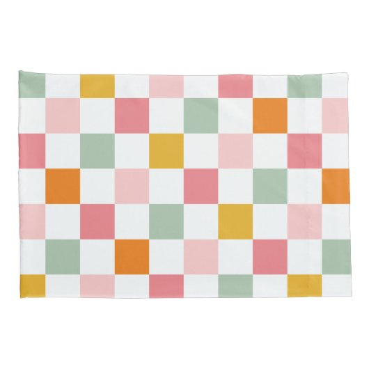 Boho Multicolor Checkerboard Kussensloop (Achterkant-Rechts)