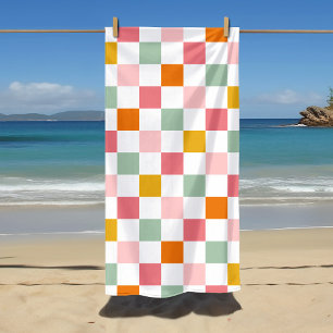 Boho Multicolor Checkerboard Strandlaken