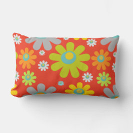 Boho Multicolor Daisies op Sinaasappel Kussen