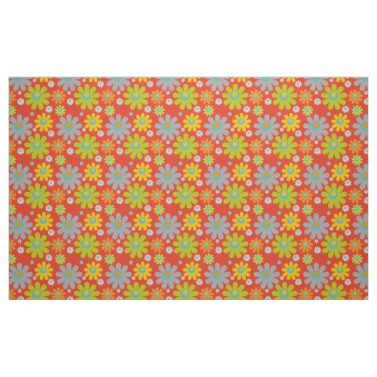 Boho Multicolor Daisies op Sinaasappel Stof (Fat Quarter)