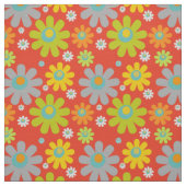 Boho Multicolor Daisies op Sinaasappel Stof (Swatch)