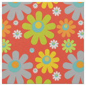 Boho Multicolor Daisies op Sinaasappel Stof (Close Up)