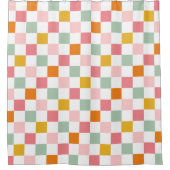 Boho Multicolor Schaakbord Douchegordijn (Voorkant)