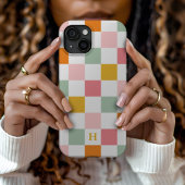 Boho multicolor schaakbord monogram Case-Mate iPhone case