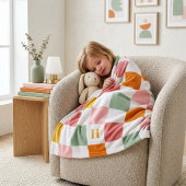 Boho multicolor schaakbordmonogram fleece deken