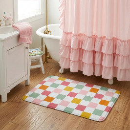 Boho multicolor schaakbordpatroon badmat