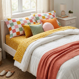 Boho multicolor schaakbordpatroon kussensloop