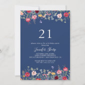 Boho Multicolor Wildflower 21ste Verjaardagsfeest Kaart (Voorkant)