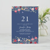 Boho Multicolor Wildflower 21ste Verjaardagsfeest Kaart (Staand voorkant)
