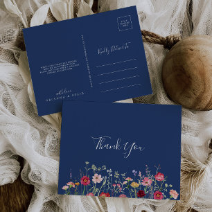 Boho Multicolor Wildflower Bedankt Briefkaart