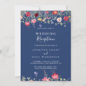 Boho Multicolor Wildflower bruiloft receptie Kaart (Voorkant)