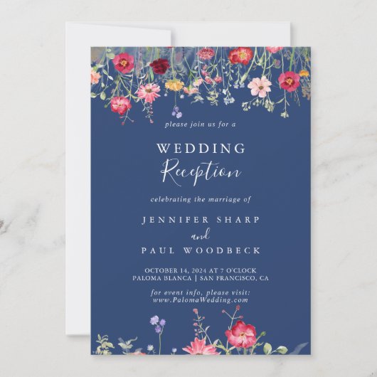 Boho Multicolor Wildflower bruiloft receptie Kaart (Voorkant)