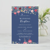 Boho Multicolor Wildflower bruiloft receptie Kaart (Staand voorkant)