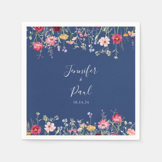 Boho Multicolor Wildflower bruiloft servet (Voorkant)