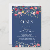 Boho Multicolor Wildflower eerste verjaardagsfeest Kaart (Voorkant)