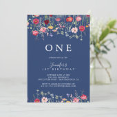 Boho Multicolor Wildflower eerste verjaardagsfeest Kaart (Staand voorkant)