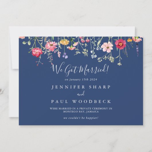 Boho Multicolor Wildflower Elopement Aankondiging (Voorkant)