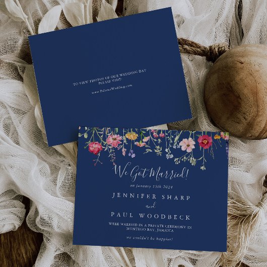 Boho Multicolor Wildflower Elopement Aankondiging