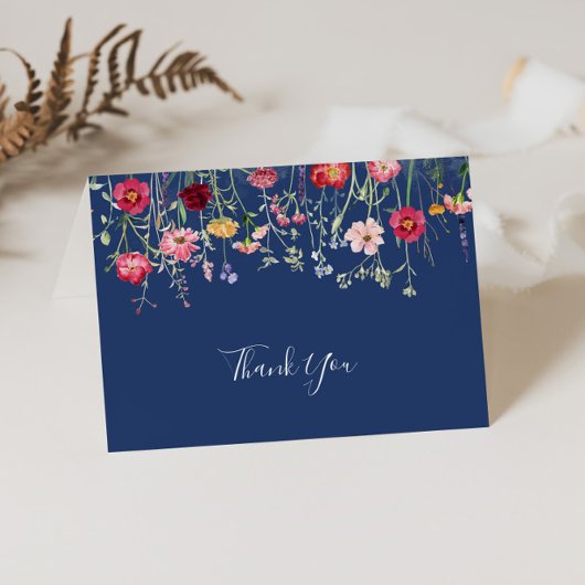 Boho Multicolor Wildflower Gevouwen Trouwen Bedankkaart