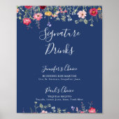 Boho Multicolor Wildflower Handtekening Drinken Poster (Voorkant)