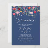 Boho Multicolor Wildflower Quinceañera Kaart (Voorkant)