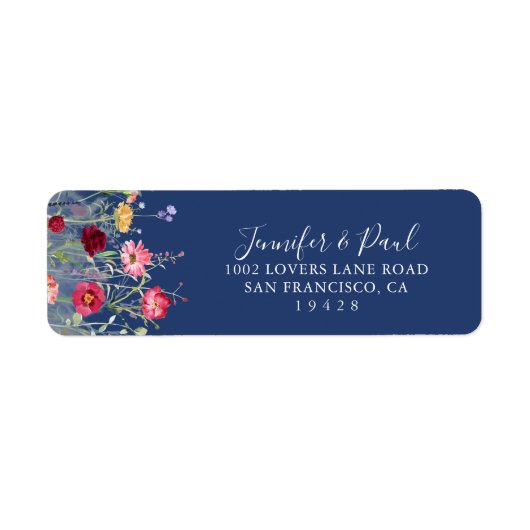 Boho Multicolor Wildflower Retouradreslabel Etiket (Voorkant)