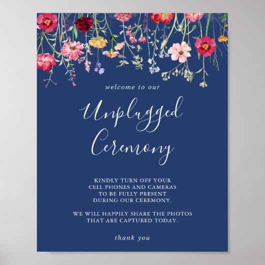 Boho Multicolor Wildflower Unplugged Ceremony Poster (Voorkant)