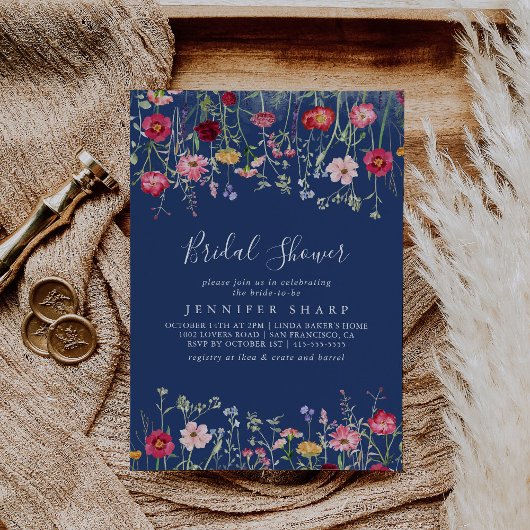 Boho Multicolor Wildflower Vrijgezellenfeest Kaart