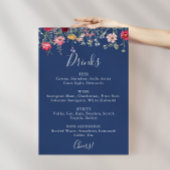 Boho Multicolor Wildflower Wedding Drinken Menu Poster