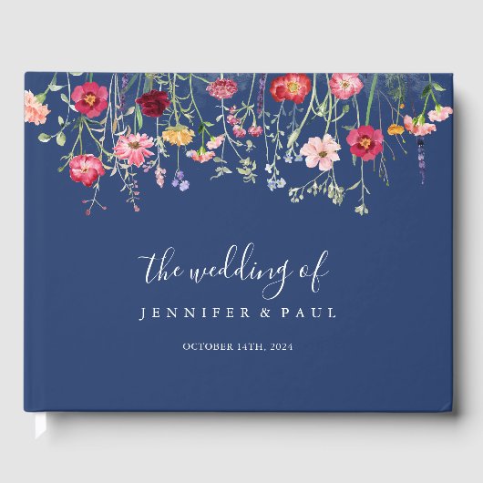 Boho Multicolor Wildflower Wedding Gastenboek (Voorkant)