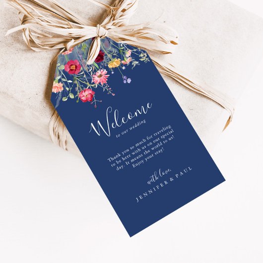 Boho Multicolor Wildflower Wedding Welkom Cadeaulabel