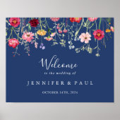Boho Multicolor Wildflower Wedding Welkomstbord Poster (Voorkant)