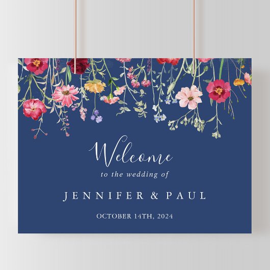 Boho Multicolor Wildflower Wedding Welkomstbord Poster