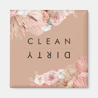 Boho Multicolour Floral Collage Beige Magnet