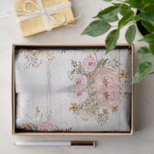 BOHO MUND Floral Script Ephemera Wood Decoupage T Tissuepapier (Geschenk)