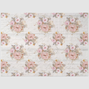 BOHO MUND Floral Script Ephemera Wood Decoupage T Tissuepapier