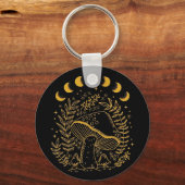 Boho Mushroom, Hippie Mushroom, Mystic Moon Sleutelhanger (Voorkant)