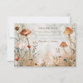 Boho Mushroom Wildflower Wedding Bedankkaart (Voorkant)