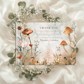 Boho Mushroom Wildflower Wedding Bedankkaart