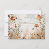 Boho Mushroom Wildflower Wedding RSVP Kaartje (Voorkant)