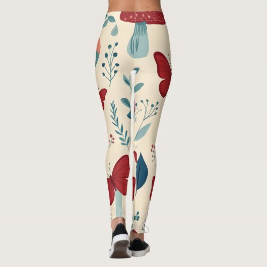 Boho Mushrooms & Butterflies Leggings (Achterkant)