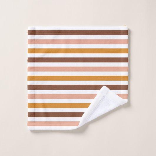 Boho Mustard Brown Pink Stripes Retro Modern Bad Handdoek (Wasdoekje)