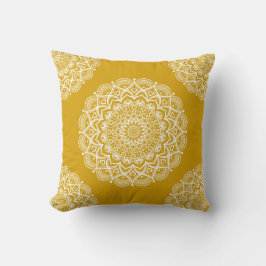 Boho Mustard Yellow Mandala Kussen