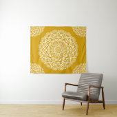 Boho Mustard Yellow Mandala Wandkleed (In Situ (horizontaal))