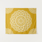 Boho Mustard Yellow Mandala Wandkleed (Voorkant (horizontaal))