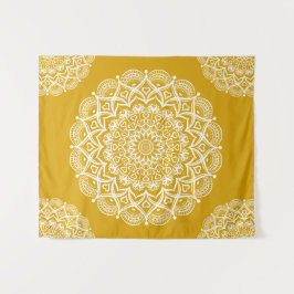 Boho Mustard Yellow Mandala Wandkleed